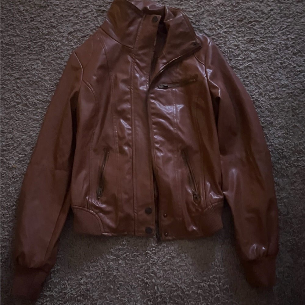 Miss London Brown Faux Leather Jacket